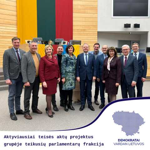 Tarp grupėje pateiktų teisės aktų projektų lyderiauja Demokratų frakcija „Vardan Lietuvos“